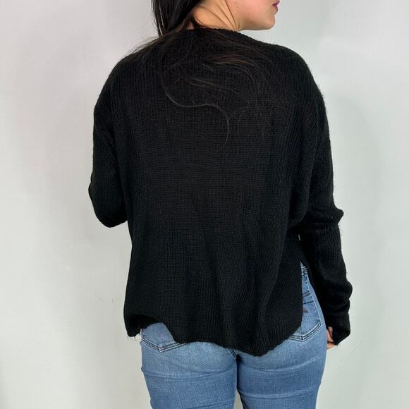 Wooden Ships Soft Fuzzy "Merry" Black & White Oversized Knitted Sweater - Picture 2 of 7